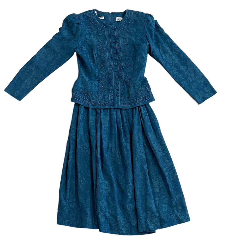 Vintage 80’s Karin Stevens Teal Dress Size 4